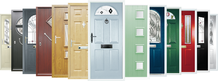 GFD Homes front doors: Range of composite doors in different styles and colours. 