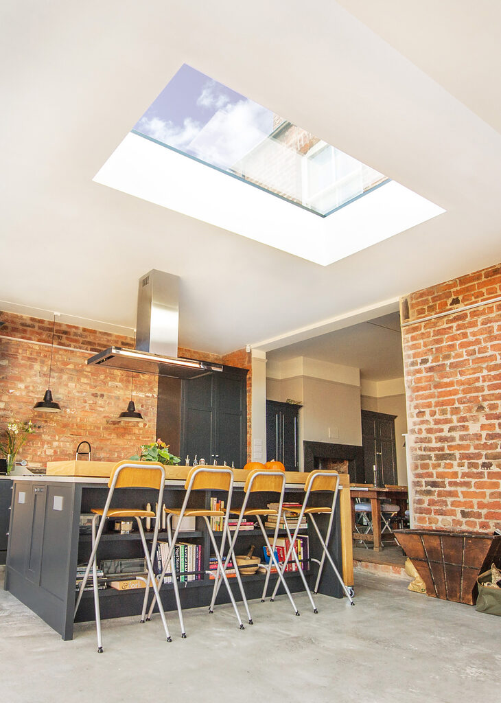 GFD Homes roof lantern vs skylight: roof light above kitchen and dining table. 