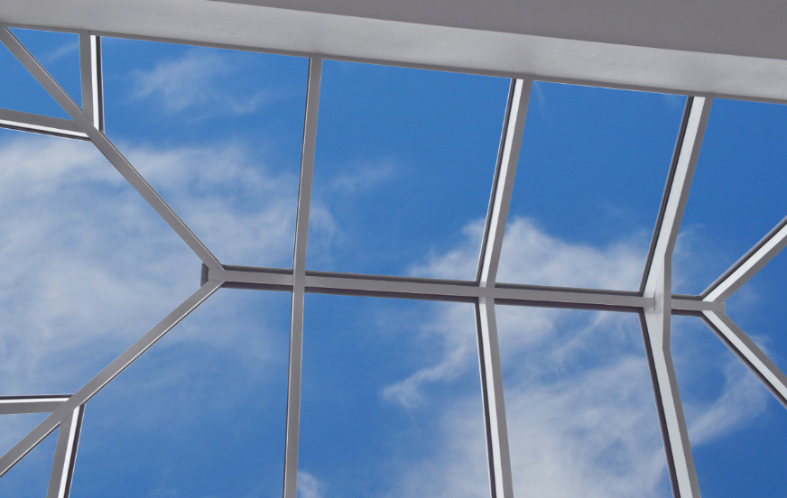 GFD Homes Roof lantern view from below with blue skies above. 