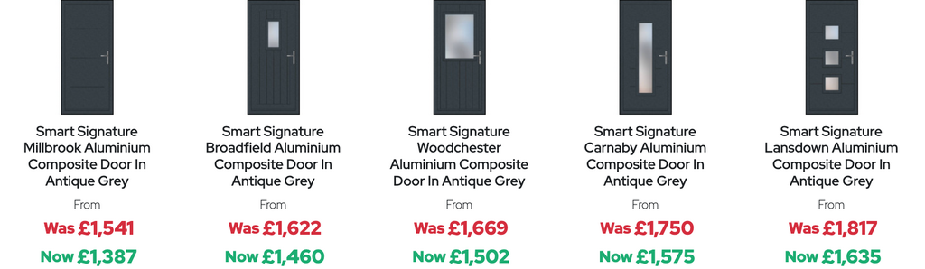 GFD Homes Aluminium front doors: Smart Signature Door styles and prices. 
