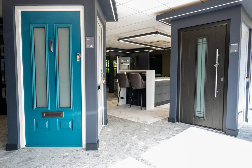 GFD Homes External door: Composite doors installed in our GFD Homes showroom. 