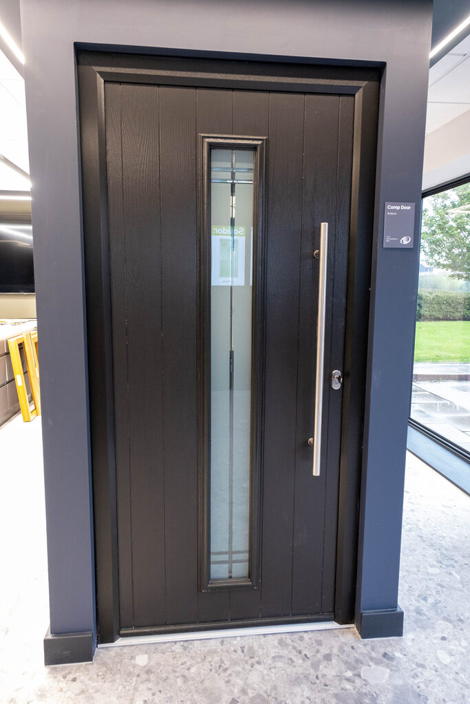 GFD Homes Front door colours: Comp Door Rutland composite door in Black. 