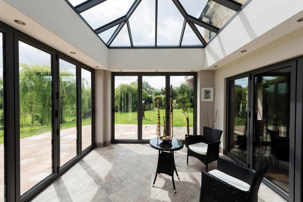 GFD Homes Internal shot of an extension with an Atlas roof lantern beaming light into the space 