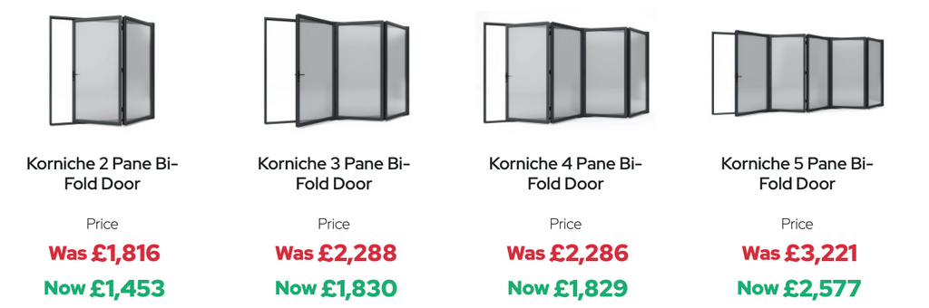 GFD Homes Bifold doors: Korniche Bifold Door options and prices. 