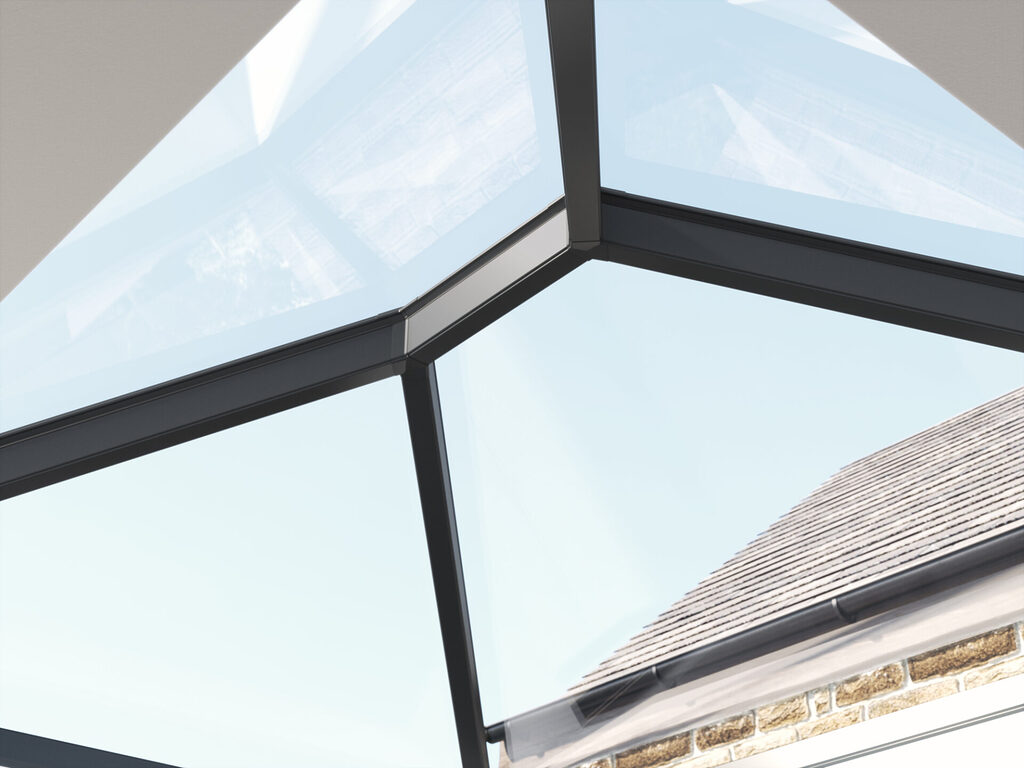 GFD Homes roof lantern sizes: a close up photo of the interior of a korniche roof lantern 