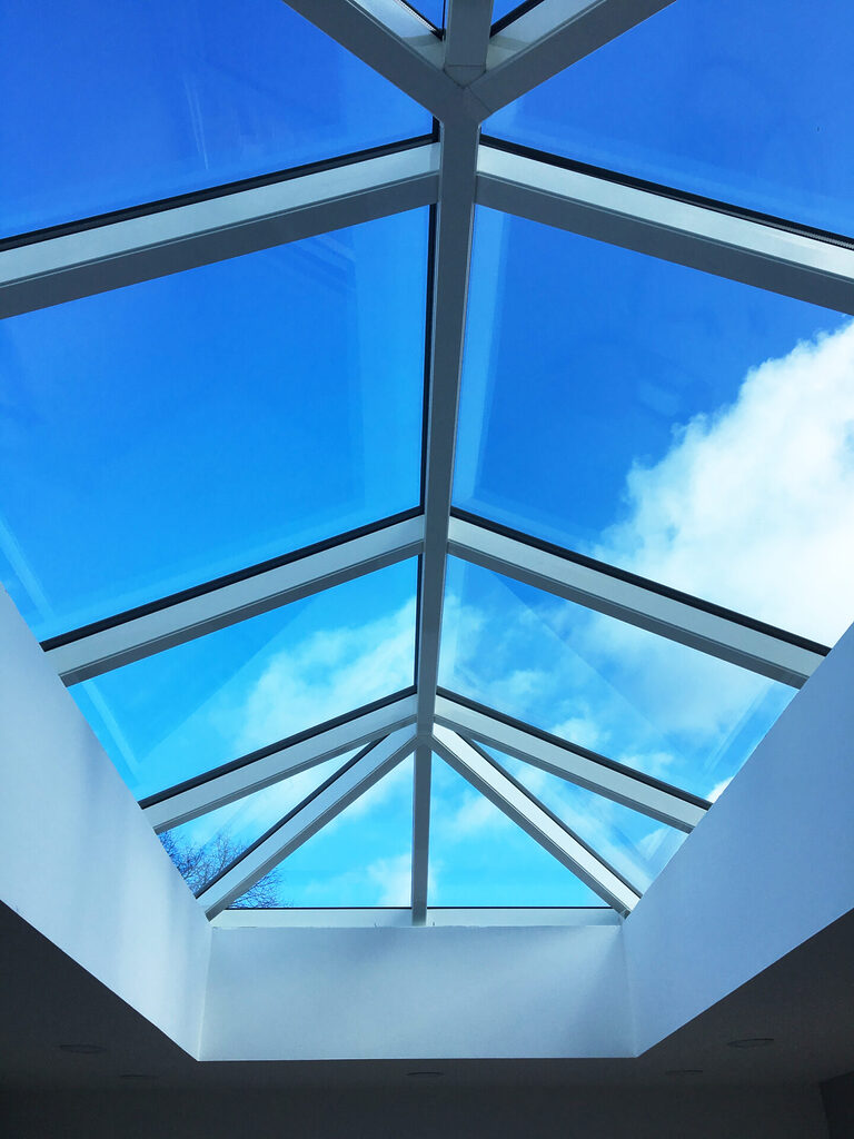 GFD Homes korniche roof lantern installation: close up shot a of an installed korniche roof lantern