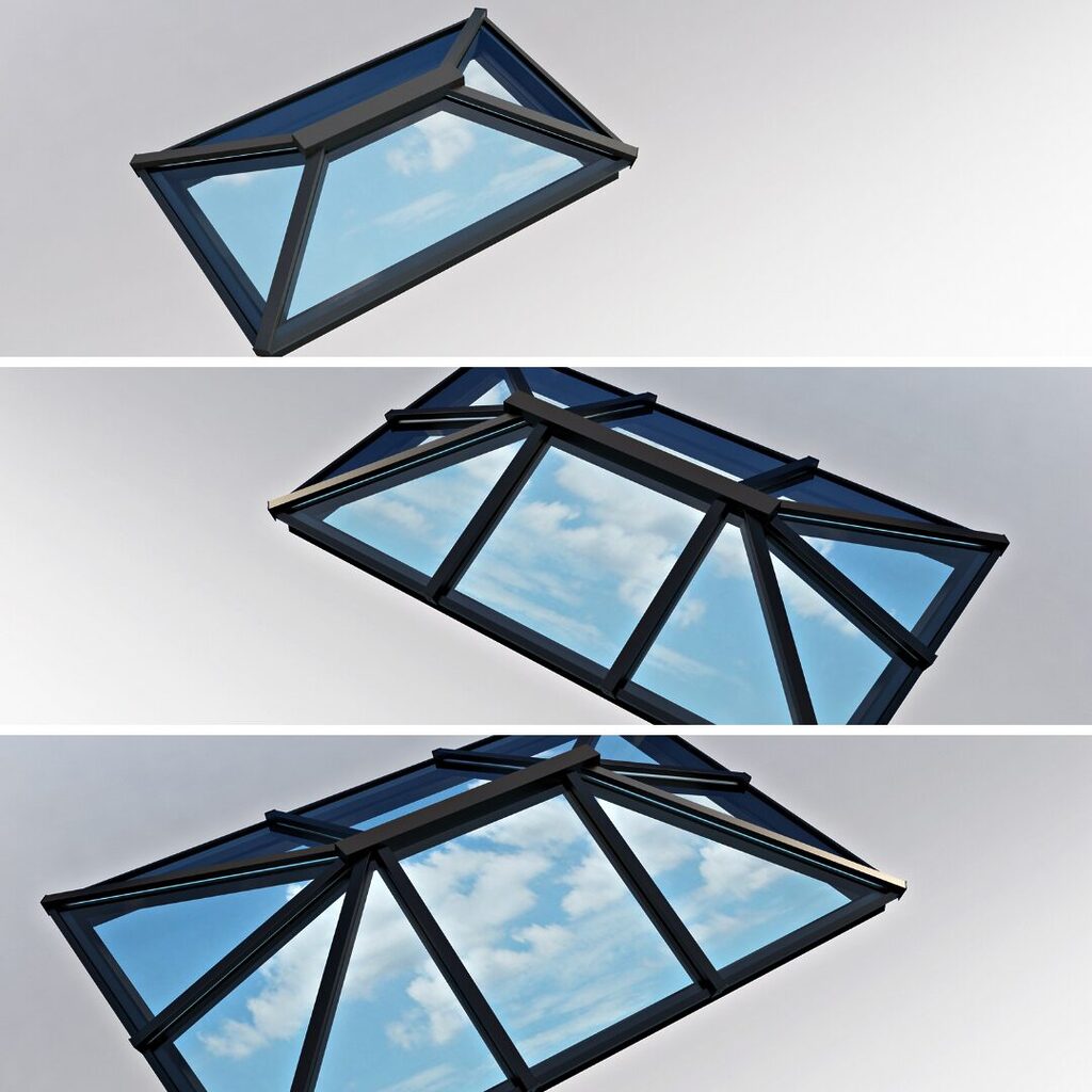 GFD Homes roof lantern sizes: a diagram comparing the three atlas roof lantern sizes mentioned above