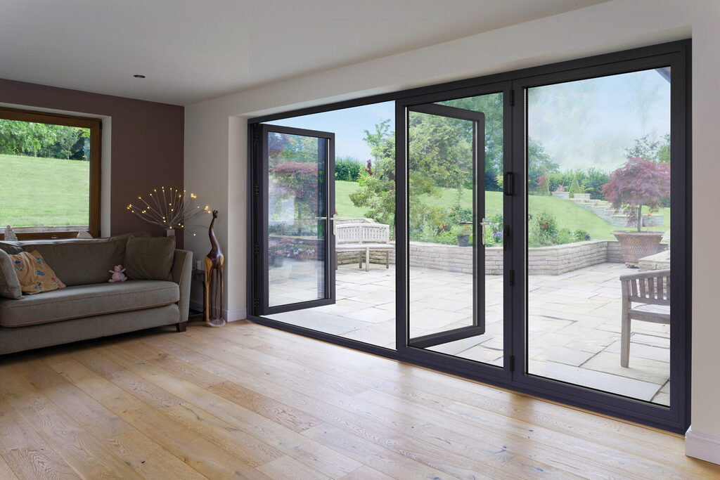 GFD Homes benefits of aluminium doors : bifold doors opened like french doors