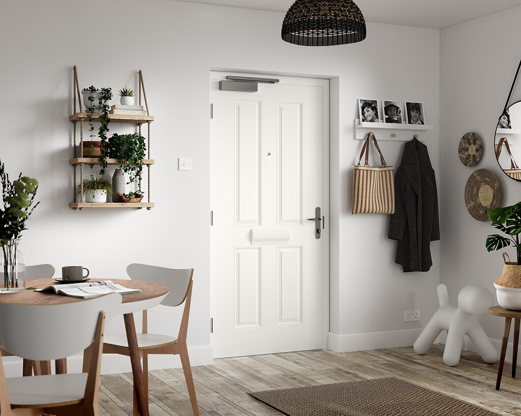 fire door cost : comp door FD30 white composite door in a home from the inside 