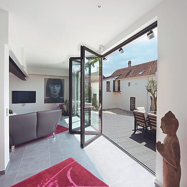 folding doors: bifold door half opened