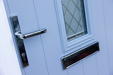 how to change a door handle: comp door composite door zoomed in on handle