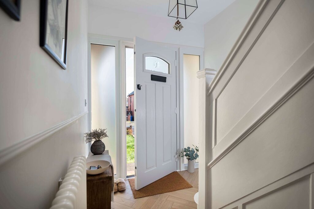 GFD Homes standard doorway measurements: comp door with white internal colour matching white decor. 