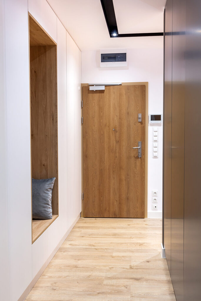 GFD Homes fire door cost : fire door at the end of a flat hallway 