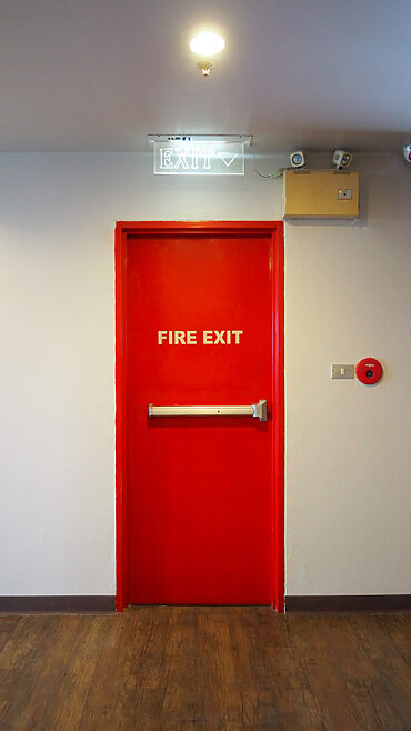 composite fire doors: fire door labelled fire exit.