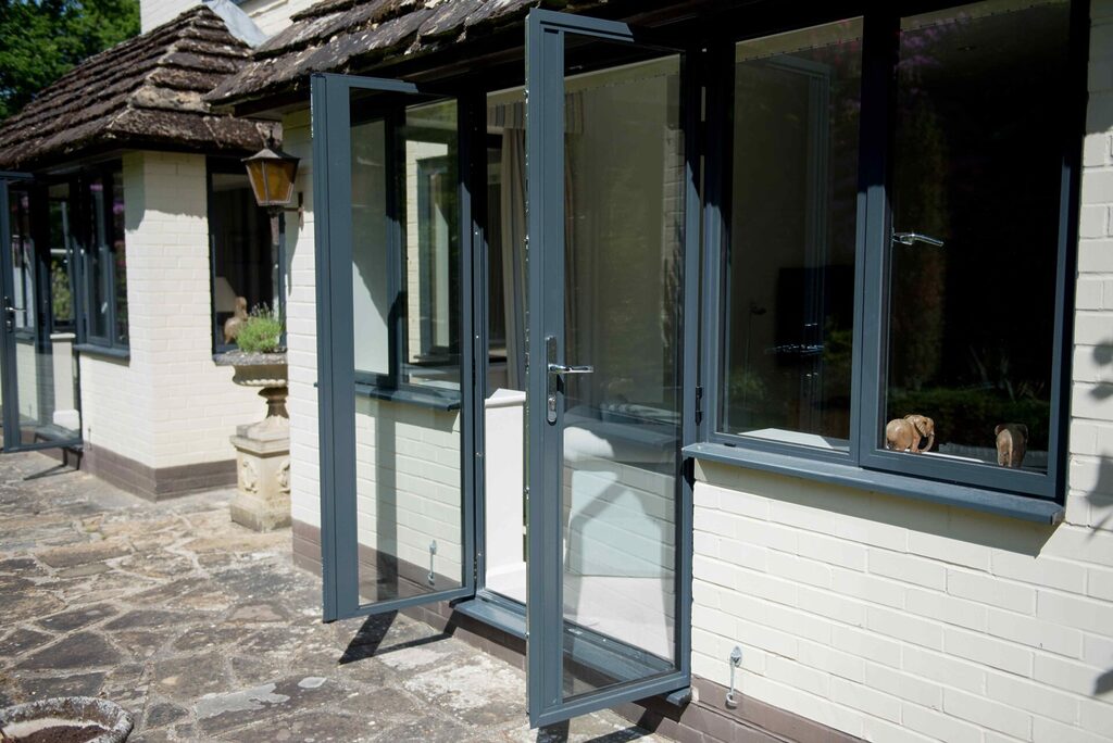 French Doors : aluminium french doors on an extension with matching windows 