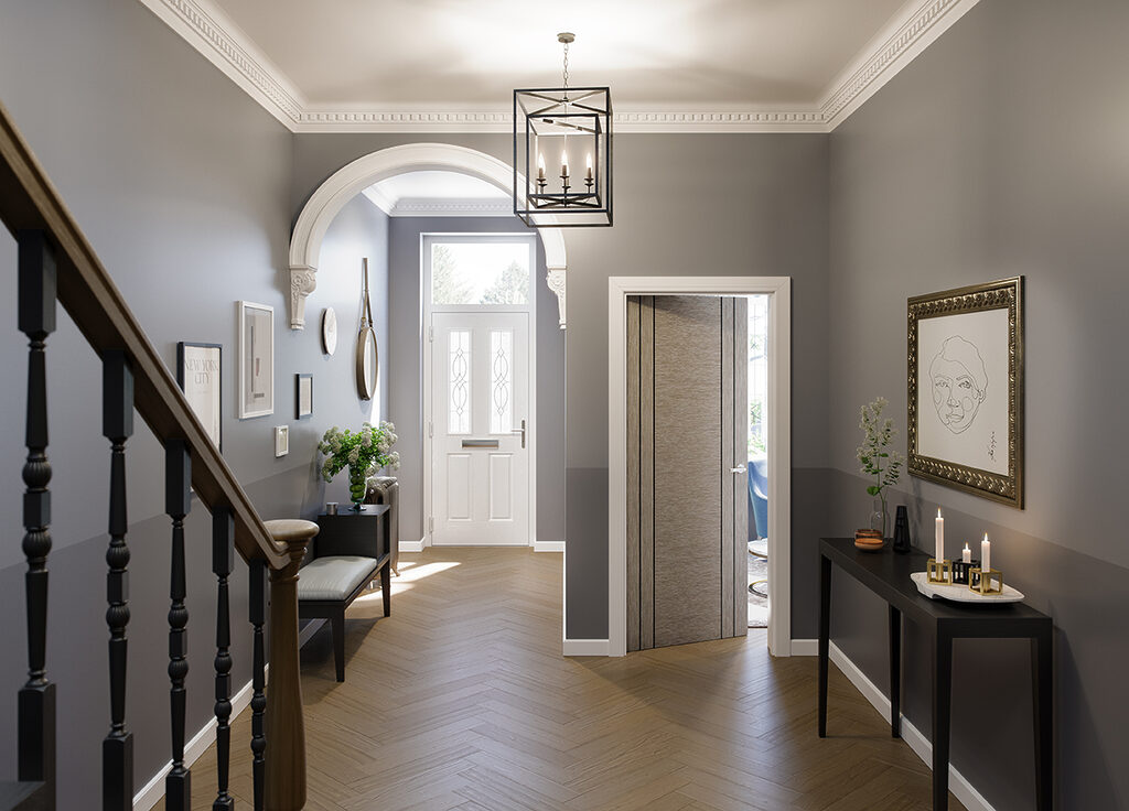 Fitted Composite Doors: inside view of house with front door in view 