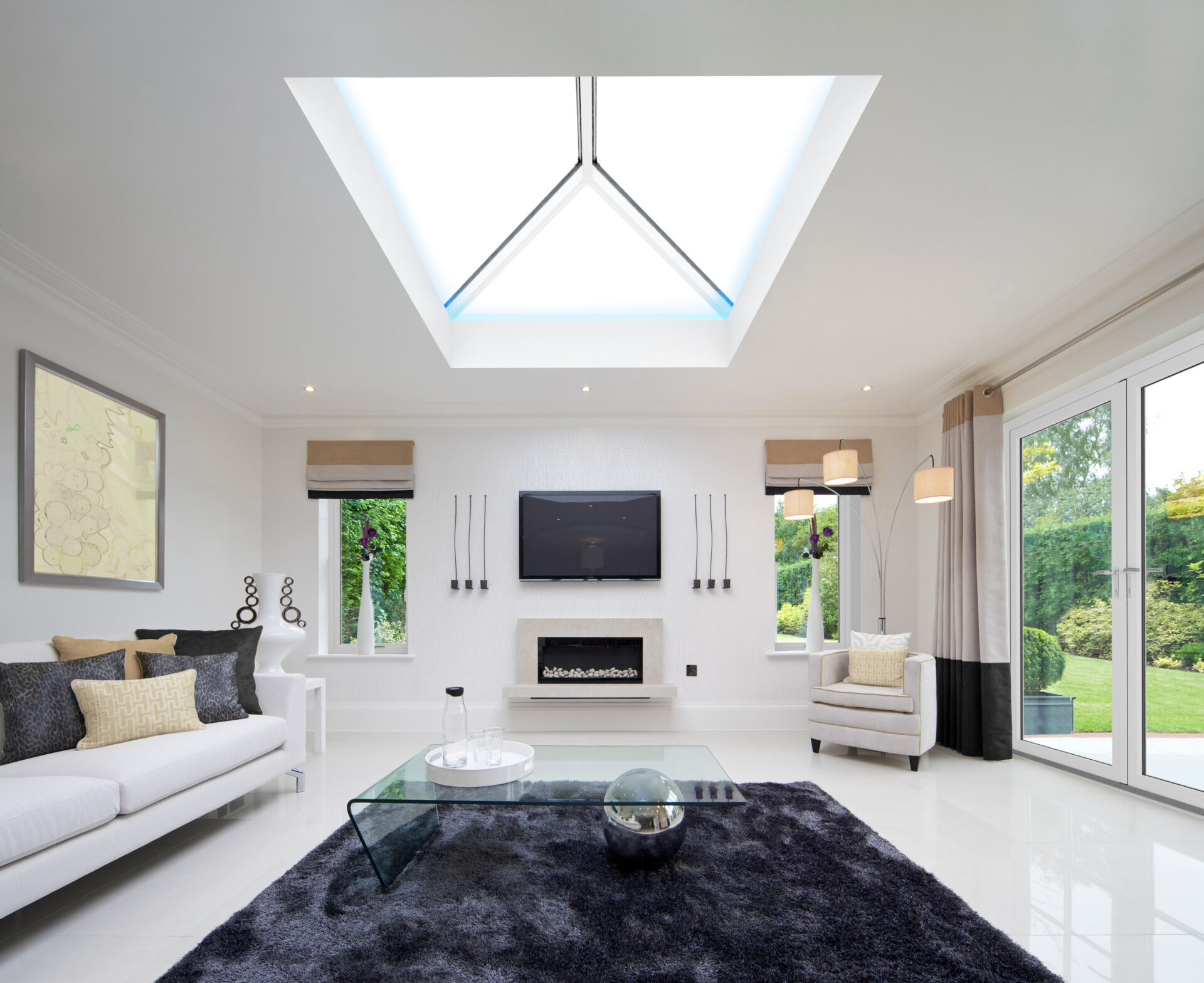 GFD Homes roof lantern styles: living room with roof lantern