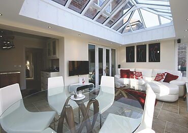 atlas roof lanterns contemporary: living room with roof lantern above