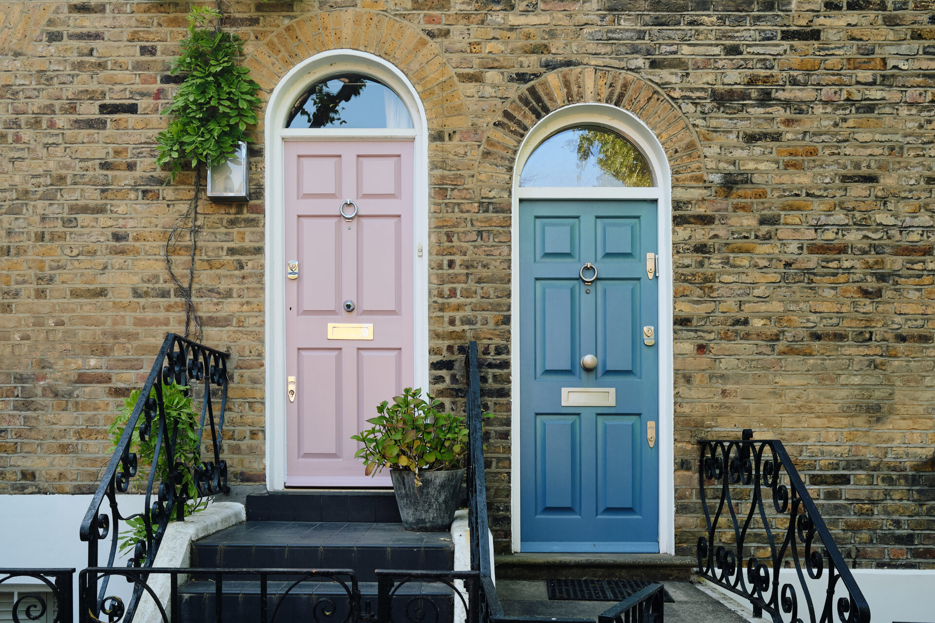 GFD Homes front door: 2 doors side by side in London