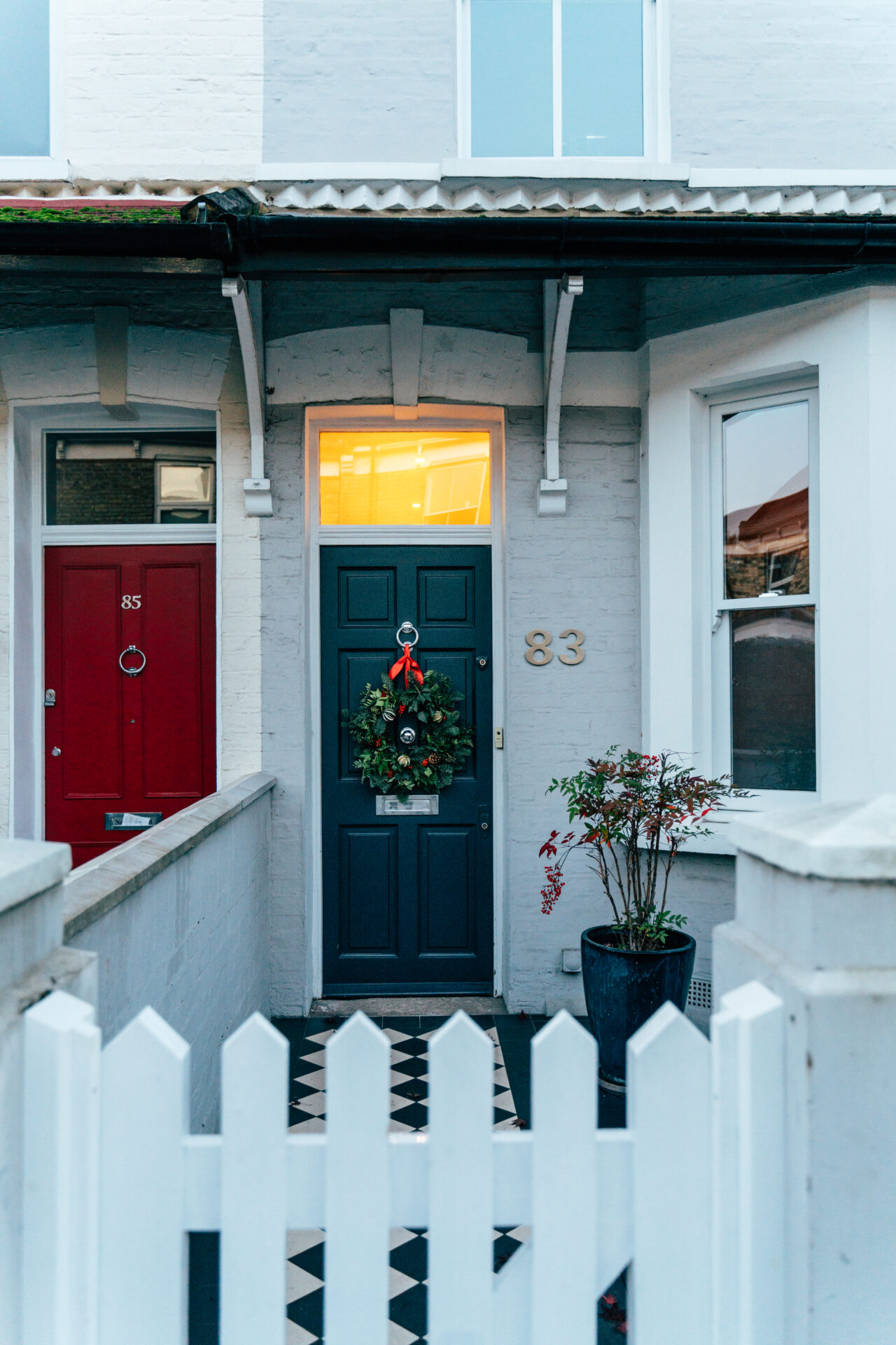 GFD Homes composite front doors: front view of home with wreath on