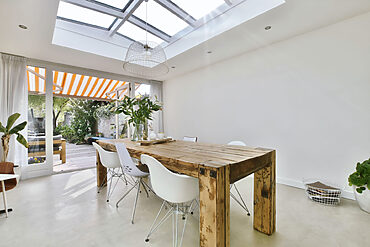 kitchen roof lanterns: lantern above dining room table