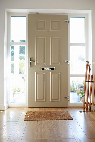 fitted composite doors: looking at front door inside home