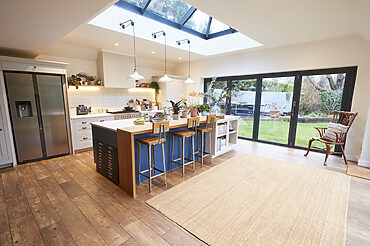 korniche roof lantern installation: kitchen with roof lantern above