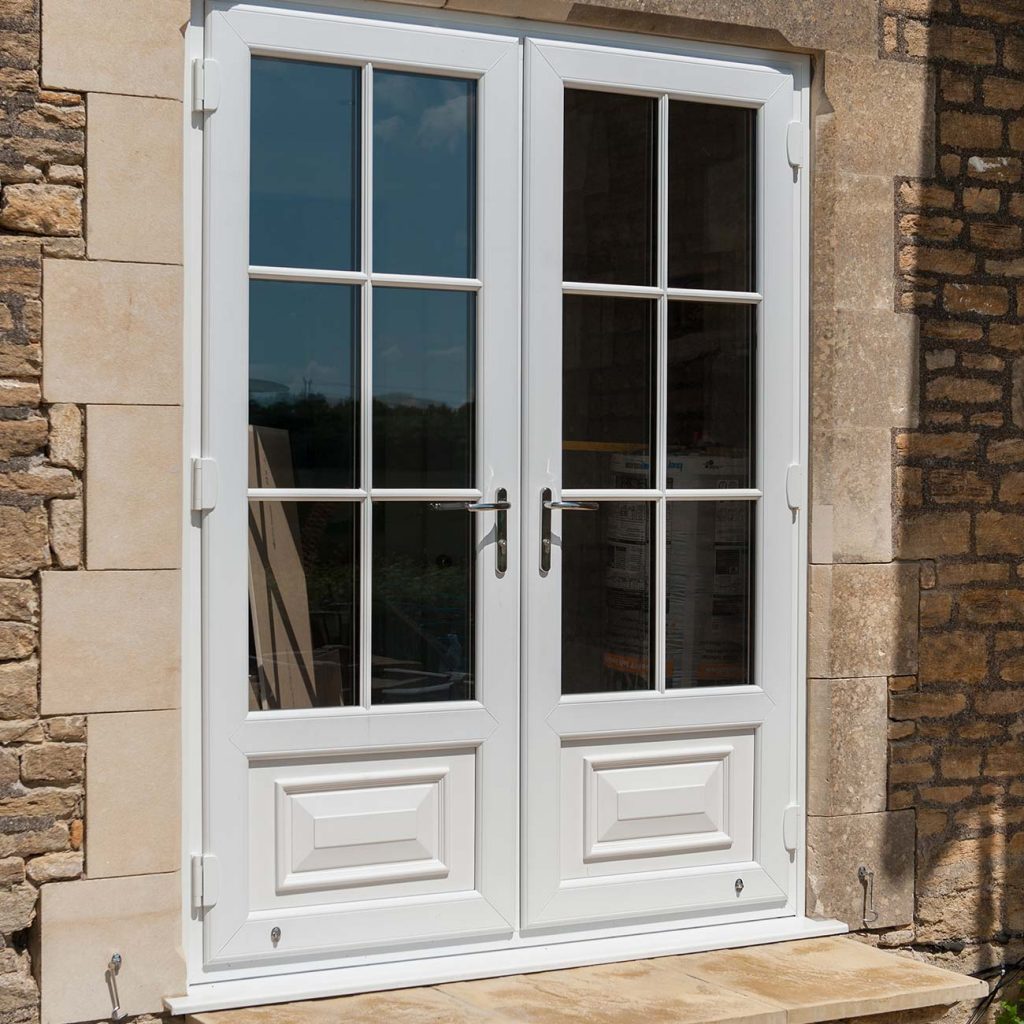 upvc door: upvc french door in white. 