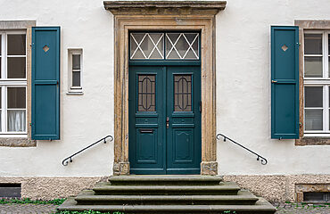 front doors uk: old style door with full entrance in shot