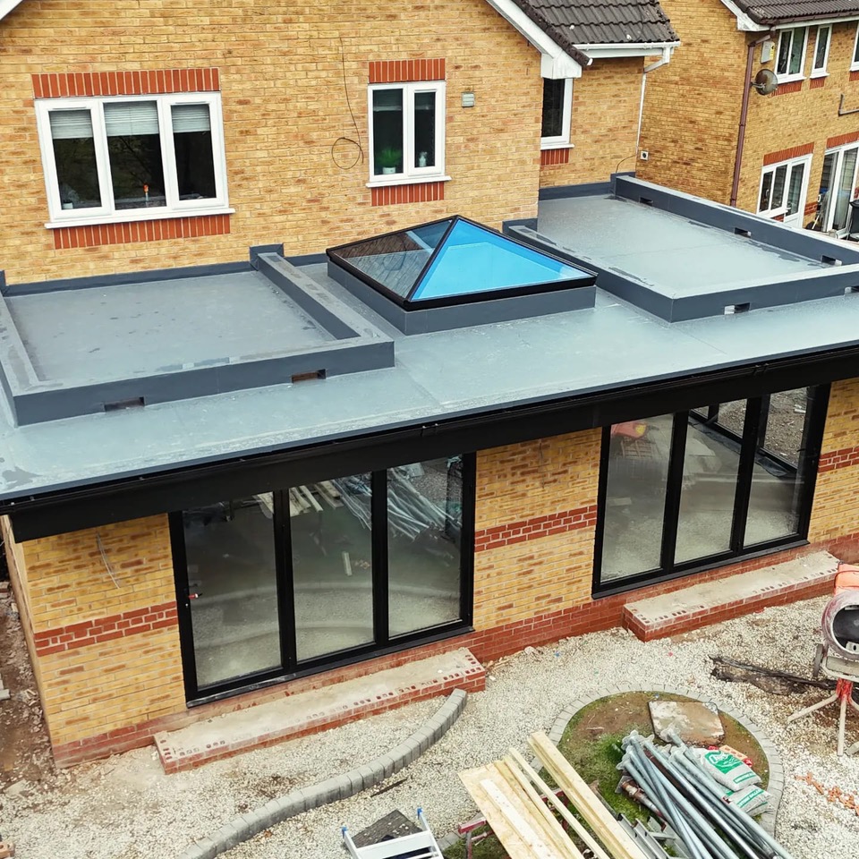 glass roof lanterns: new home extension with roof lantern on top. 