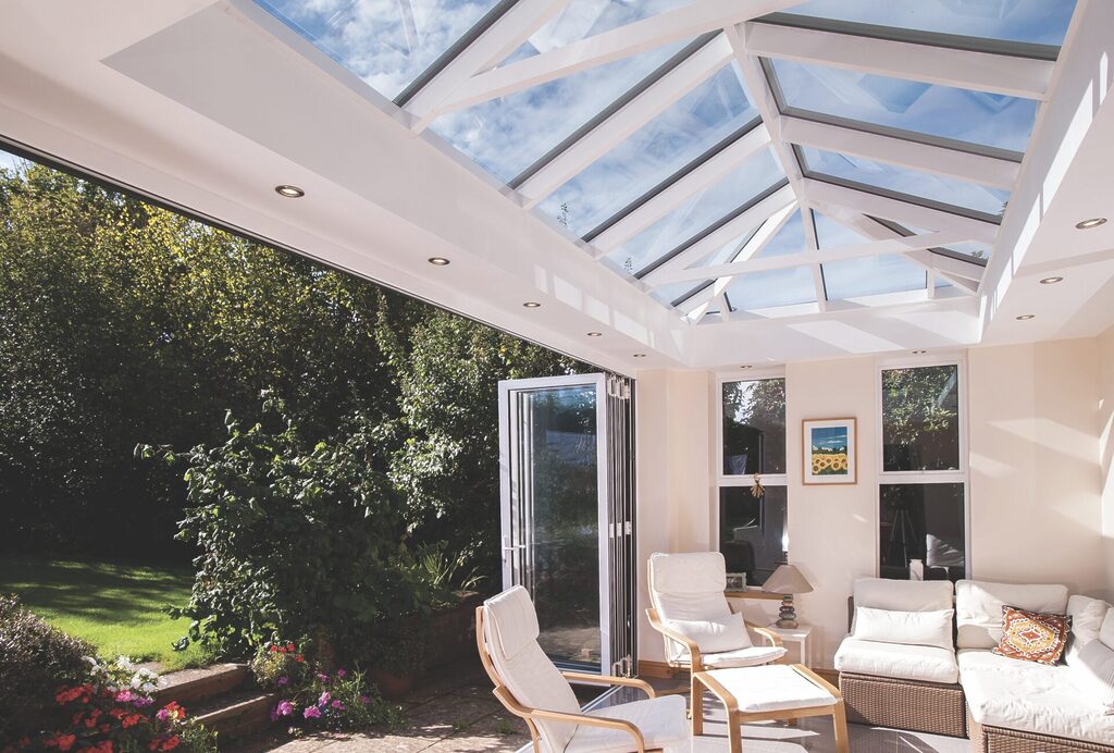 lanterns : large roof lantern viewed from the inside of an extension 